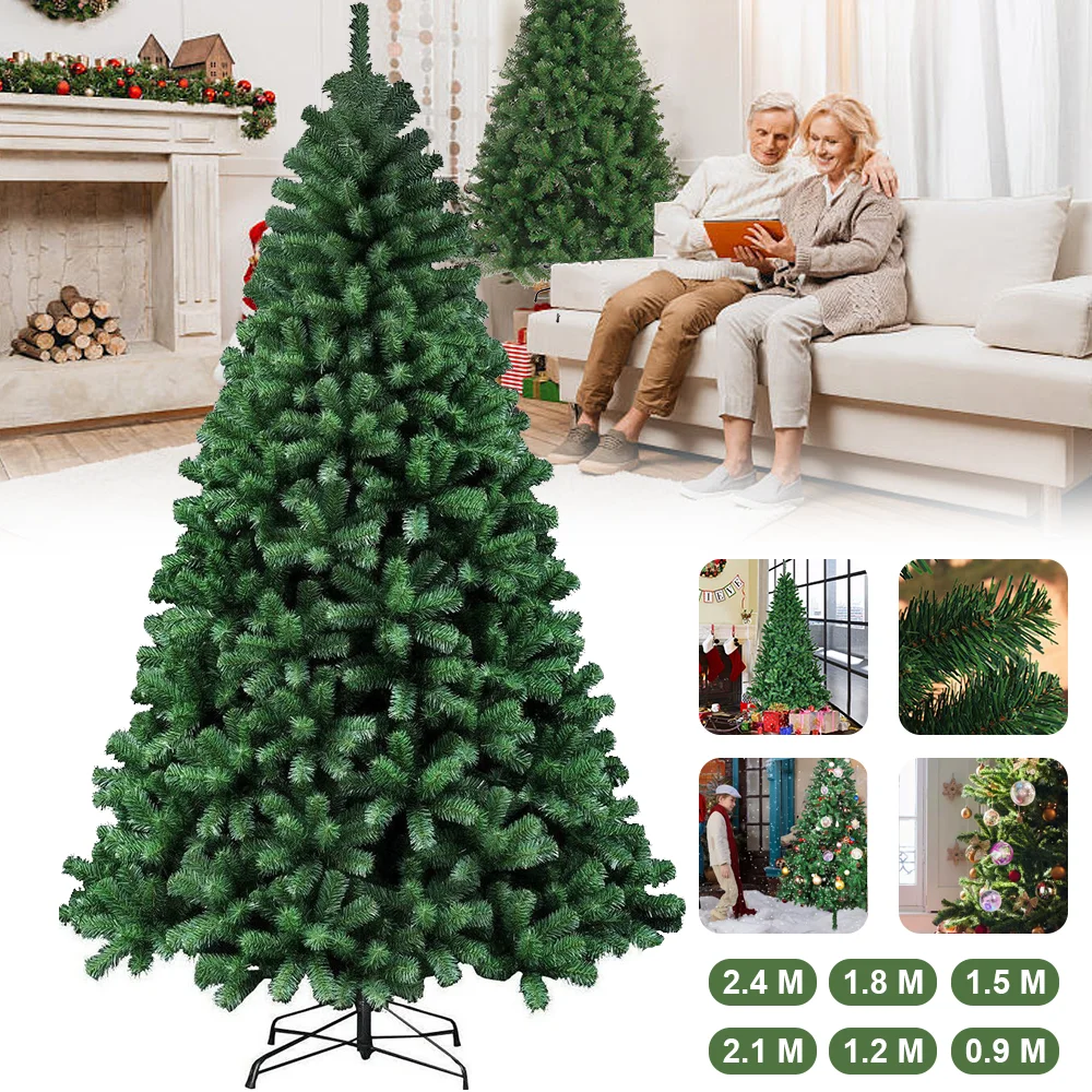 Árbol de Navidad grande de PVC, 90/120/150/180/210/240cm, árbol de Navidad verde Artificial, decoración navideña, escena de fiesta, decoración al aire libre