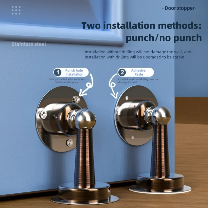 سدادة الباب المغناطيسي لا يتطلب الحفر سدادة الباب اللاصقة شفط صامت المضادة للتصادم توقف الباب شفط أرضية السيليكون