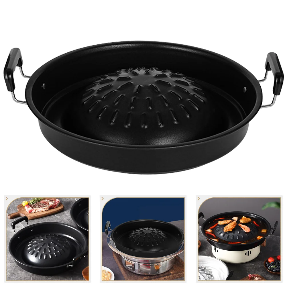 Bulgogi Tray Pan Grill Topper Pan Korean Bbq Metal Grilling Tray Vegetable Egg Pork Beef Meat Grill Pan Shabu Hot Pot