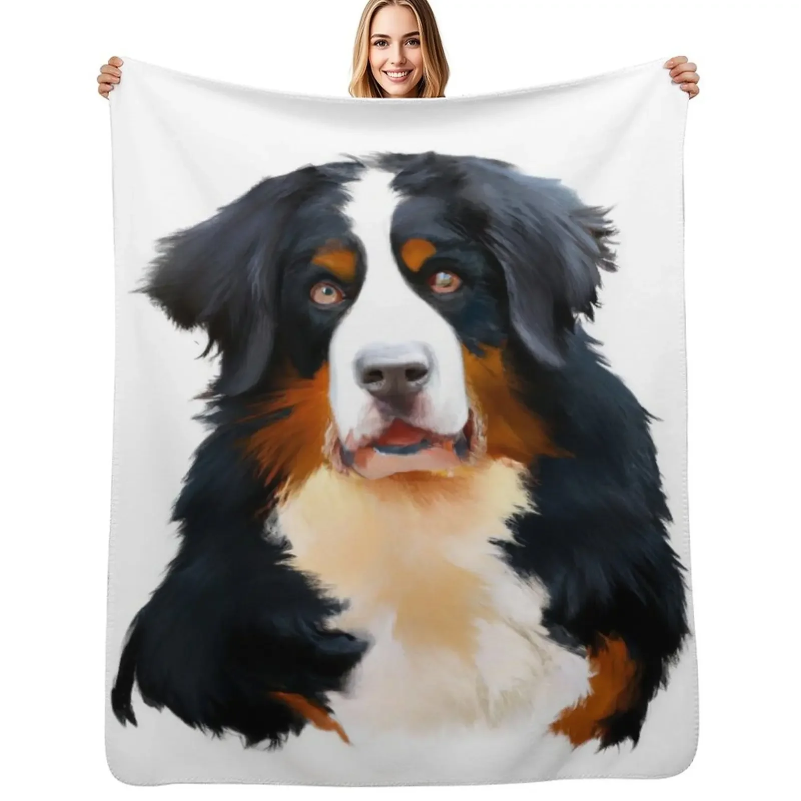 Cute Bernese Mountain Dog Drawing Throw Blanket Beach heavy to sleep Large Blanket