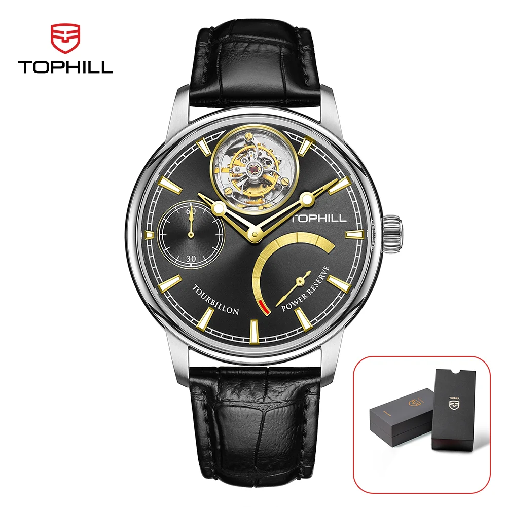 

TOPHILL Роскошные мужские часы Автоматические механические часы со скелетом и турбийоном Сапфировое стекло 5ATM Водонепроницаемые деловые наручные часы