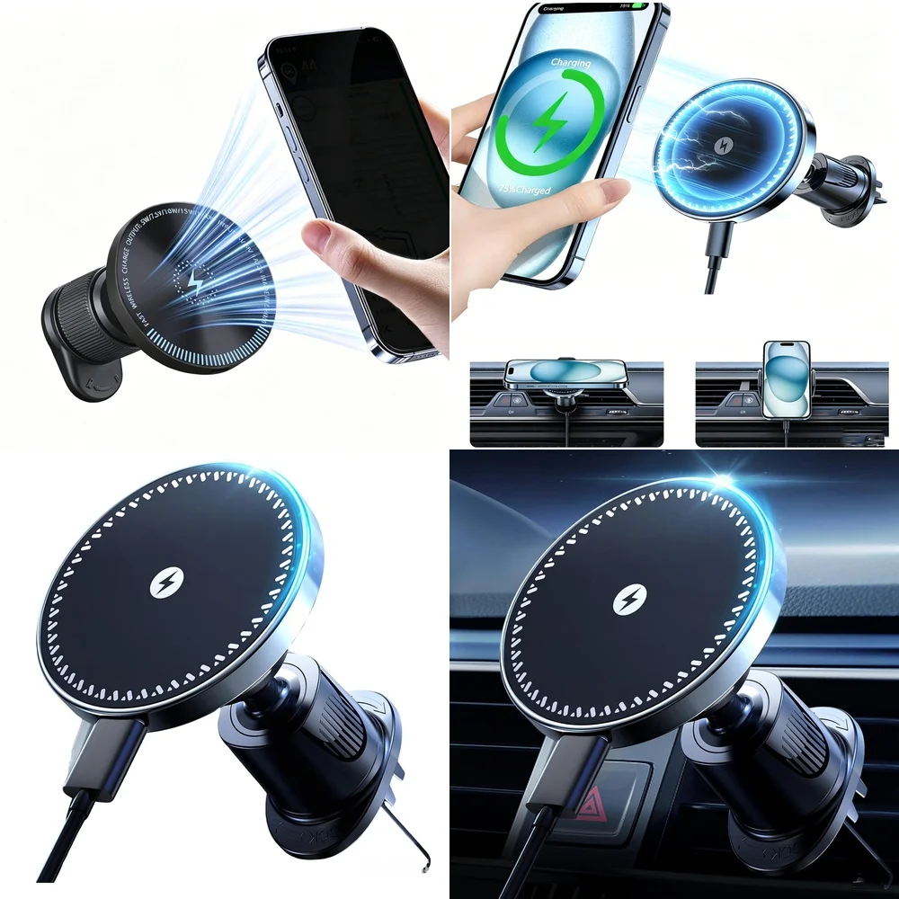 Magnetic Wireless Car Charger New Trend Air Vent Car Mount Mobile Phone Holder Consumer Electronics Accessories Trending Product