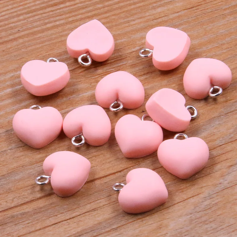 20Pcs 13X15MM Cute 9 Color Heart Resin Earring Charms Diy Findings Kawaii 3D Phone Keychain Bracelets Pendant For Jewelry Making