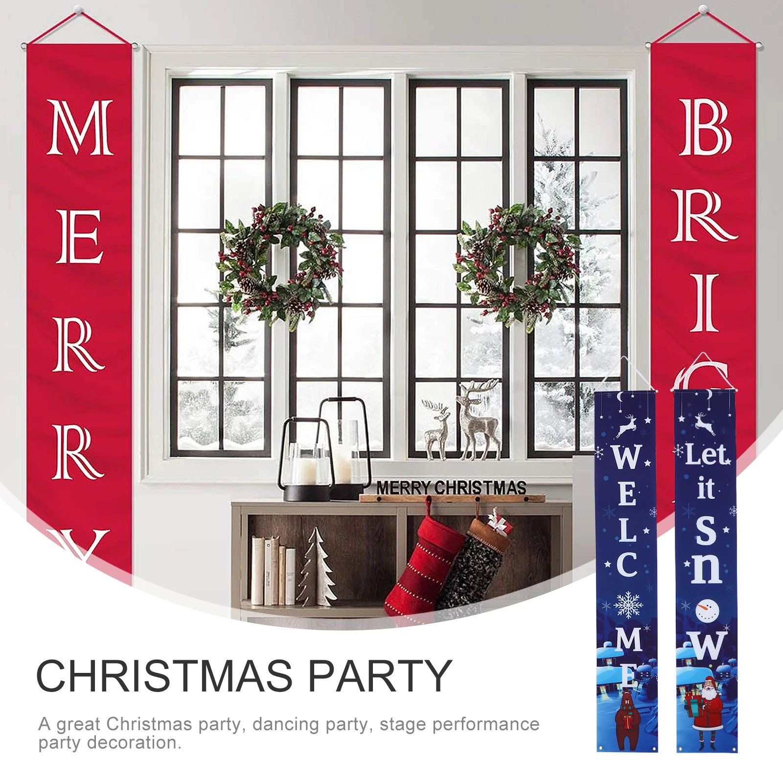 

Decoration Couplet Door Curtain Decorations Holiday Banners for outside Front Christmas