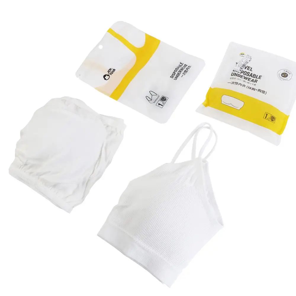 Comfortable Wireless Disposable Bras Straps with Chest Pad Disposable Bralette Cotton Bralettes for Women Travel