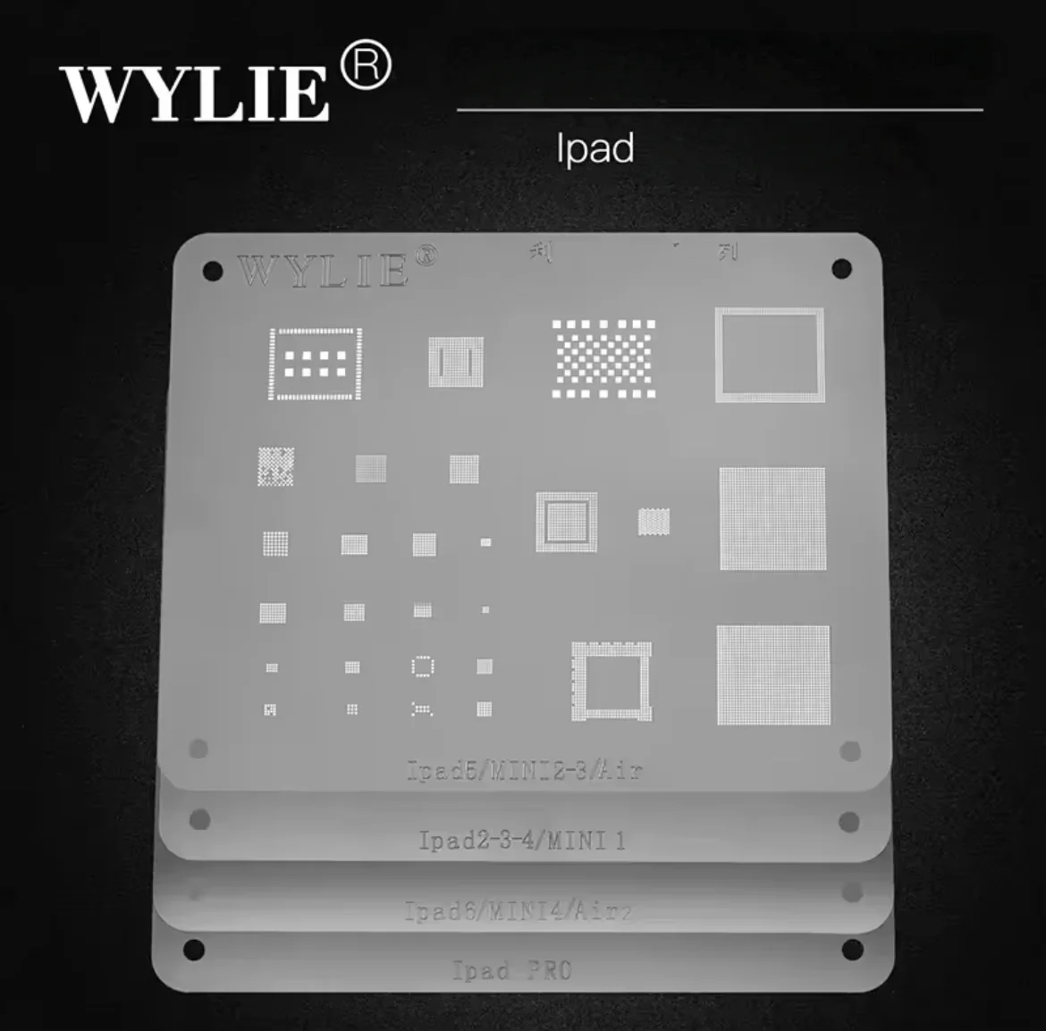 Wylie BGA Stencil Reballing Kit For iPad 1/2/3/4/5/6 Air/Air2 Pro 9.7/10.5/12.9/Mini CPU RAM Power WiFi IC Chip Repair Tool