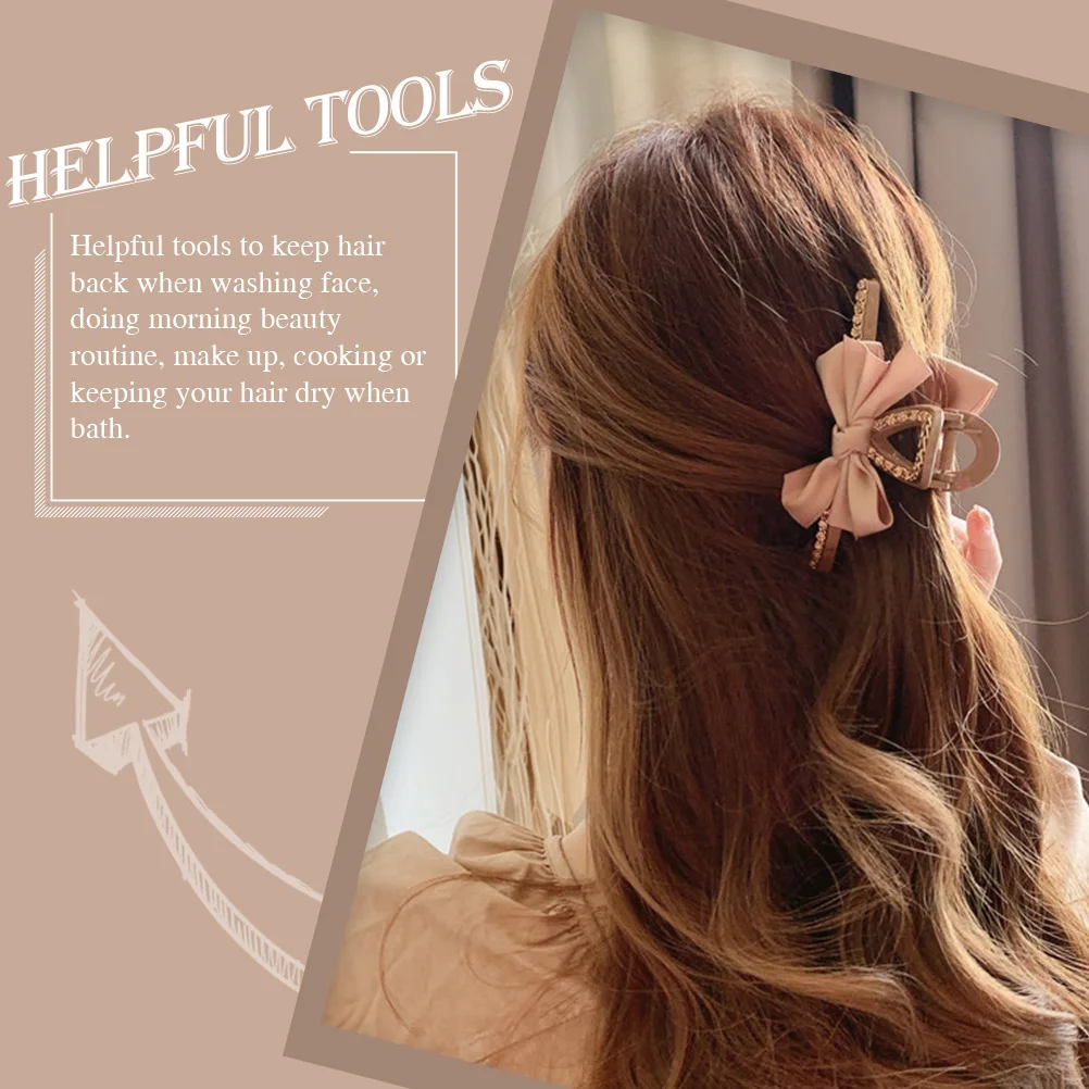 

2pcs Bowknot Hair Clamp Creative Women Girls Lovely Hair Claw Clip For Beauty Routine Face Washing Bath Kitchen Dorm Use