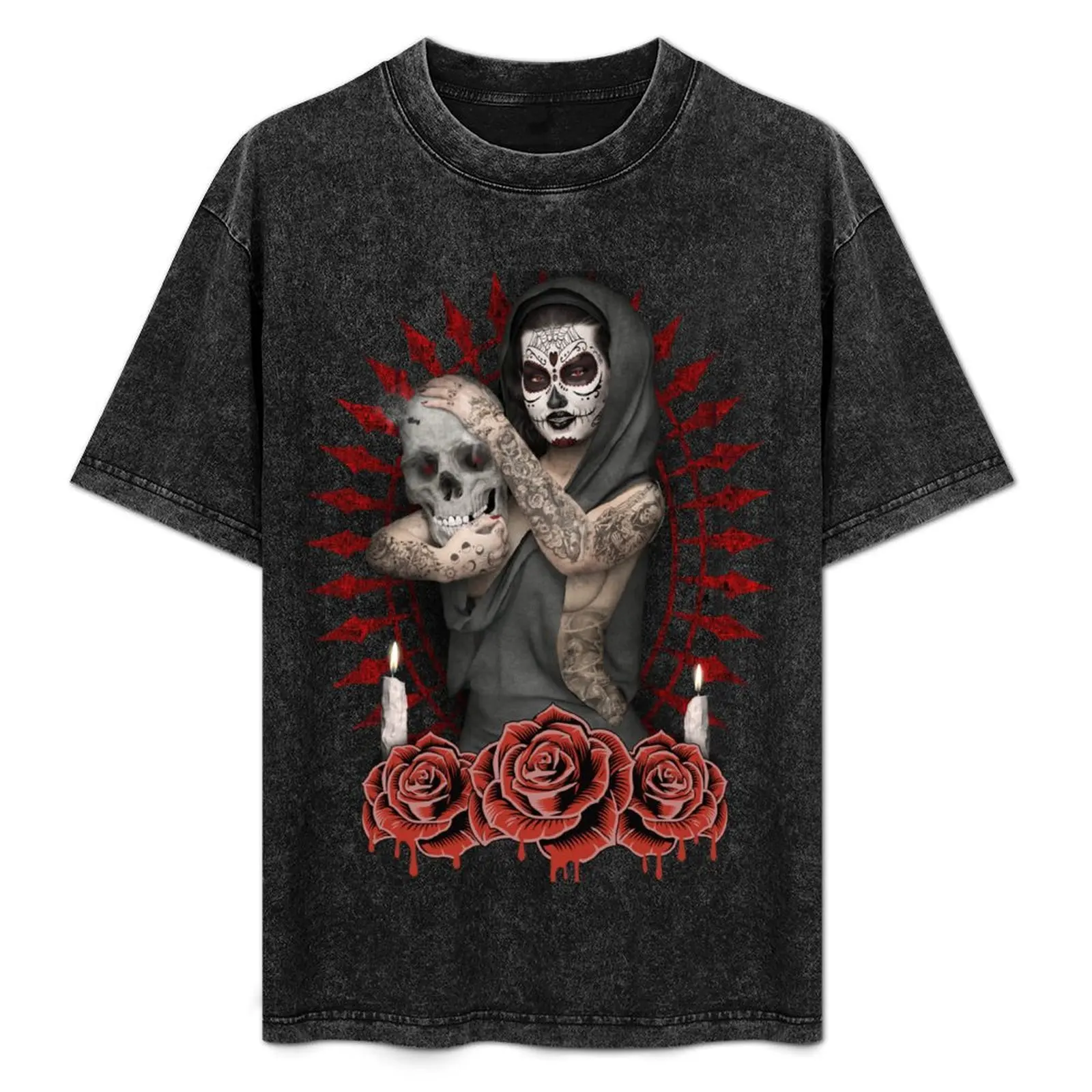 

Sugar Skull Girl Day Of The Dead T-Shirt Soft Stretch Short Sleeve Top