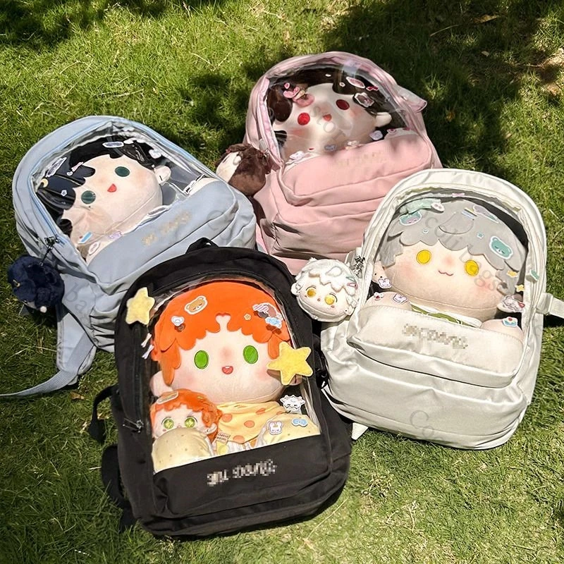 กระเป๋าแฟชั่น Ita สำหรับตุ๊กตา 40 ซม. กระเป๋าเป้ Ita แบบใส มีช่องใส่ของ กระเป๋าเป้ผู้หญิงสำหรับใช้ในชีวิตประจำวัน กระเป๋าเป้สีพื้นน่ารักสำหรับสาวๆ