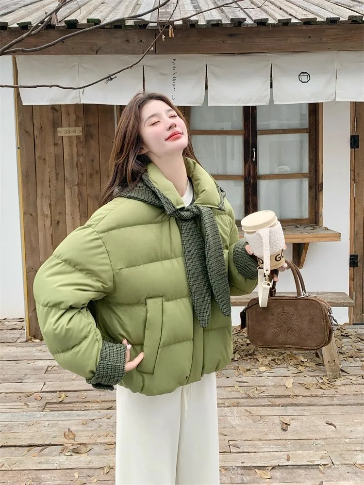 

Korean Sle Women's ort Loose Thiened Warm Cotton Jaet Winter New Faion Design Hat Coat Zipper Closure Color