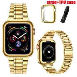 Stainless Steel Strap For Apple Watch Ultra 2 Band 49mm 42mm 46mm Metal Strap With Soft TPU Case For IWatch Series 10 9 8 7 6 5