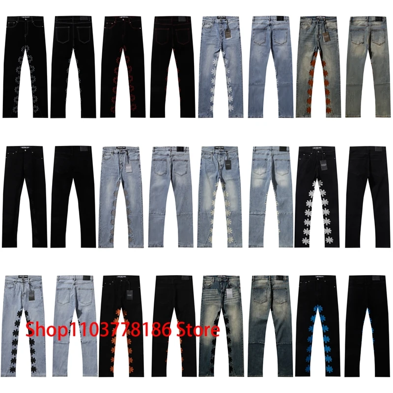 

Men's Trousers LOST SHDWS Jeans Hiphop Style Multicolor Embroidery Logo Streetwear Lostshdws Denim Pants One Day Shipped Out