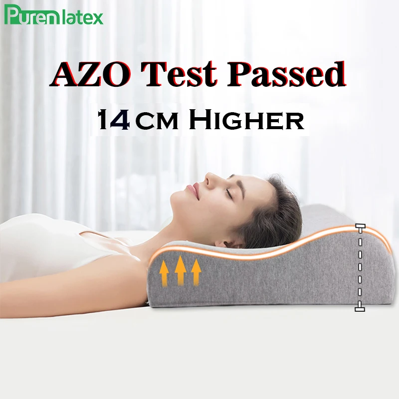 

PurenLatex 14cm High Memory Foam Neck Contour Orthopedic Pillow Slow Rebound Cervical Vertebra Support Pillow Side Back Sleeper