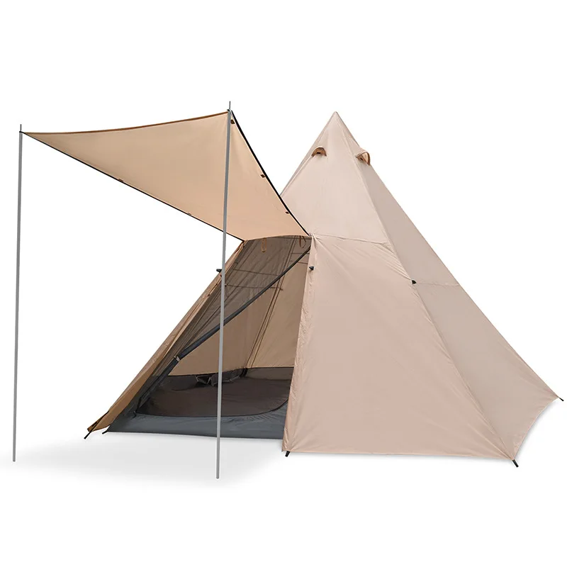 Oxford Waterproof Pyramid Tent Camping Teepee Tent with Mosquito Net Door