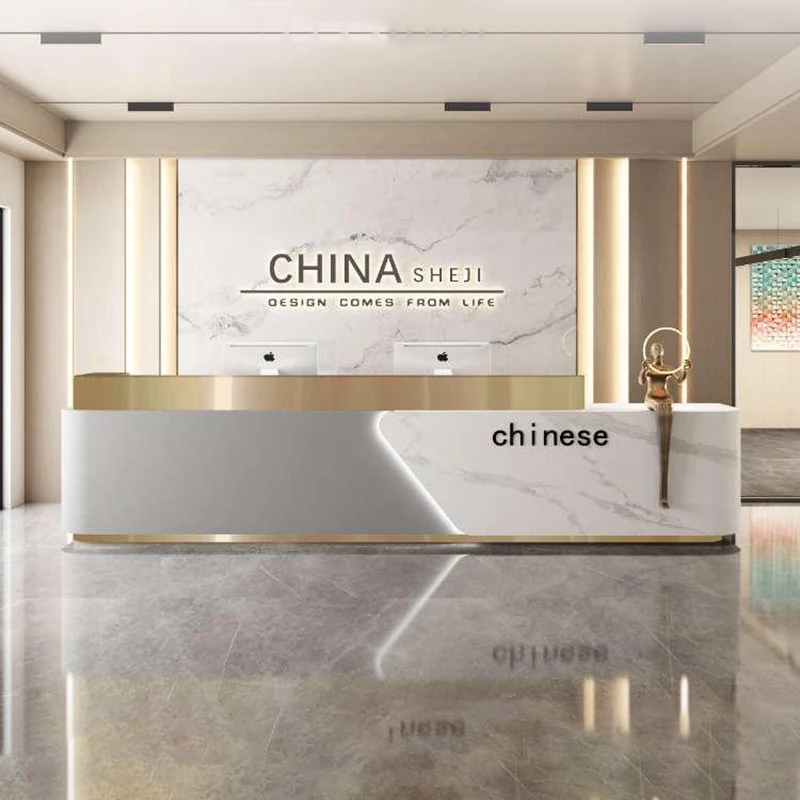 Design Grey Reception Desks Beauty Salon Front Retro Reception Desks Stylish Office Mostrador Negocio Commercial Furniture