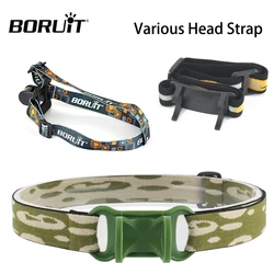 BORUiT fascia per montaggio con cinturino per la testa regolabile fascia per casco portatile supporto per la testa accessori per ciclismo per faro anteriore a LED