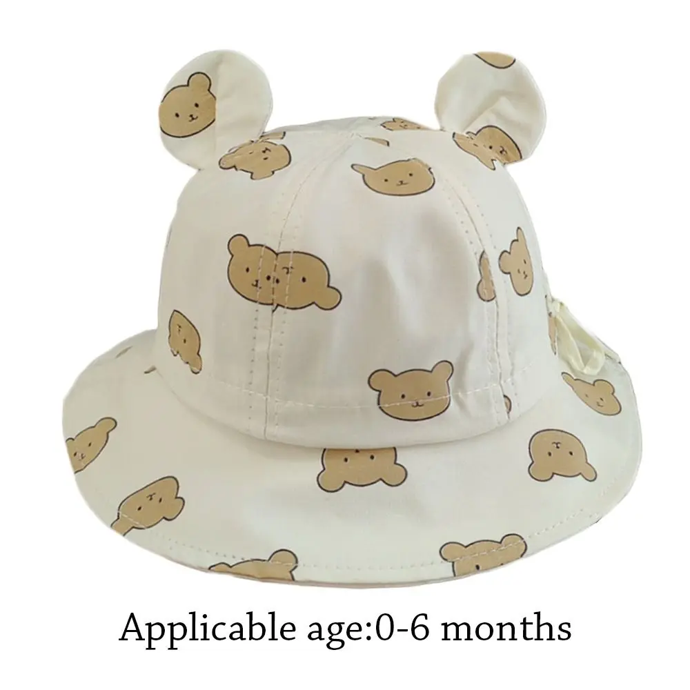 Cartoon Bear Baby Bucket Caps for Boy Girl Cute Animal Printing Infant Fisherman Hat Summer Toddler Panama Sun Cap