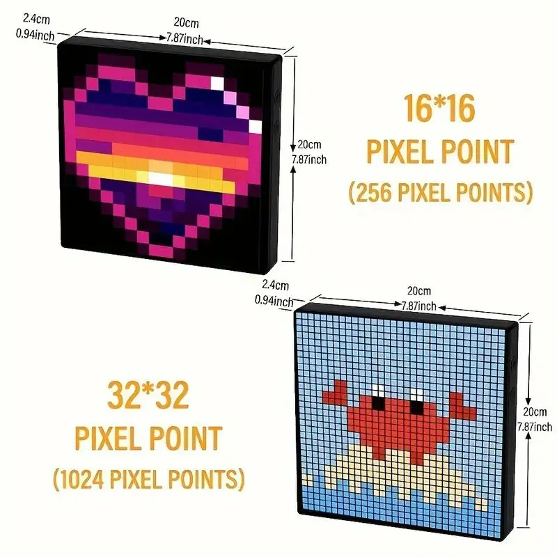 Inteligentny matrycowy wyświetlacz pikseli LED Sterowanie RGB Programowalna animacja tekstowa DIY Ramka na zdjęcia Pixel Art Home Decor Pokój gier