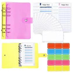 28 Pieces A6 PVC Binder Notebook Cover Planner Organizer with Cash Envelopes ,Expense Budget Sheets ,Color Sticker for Saving