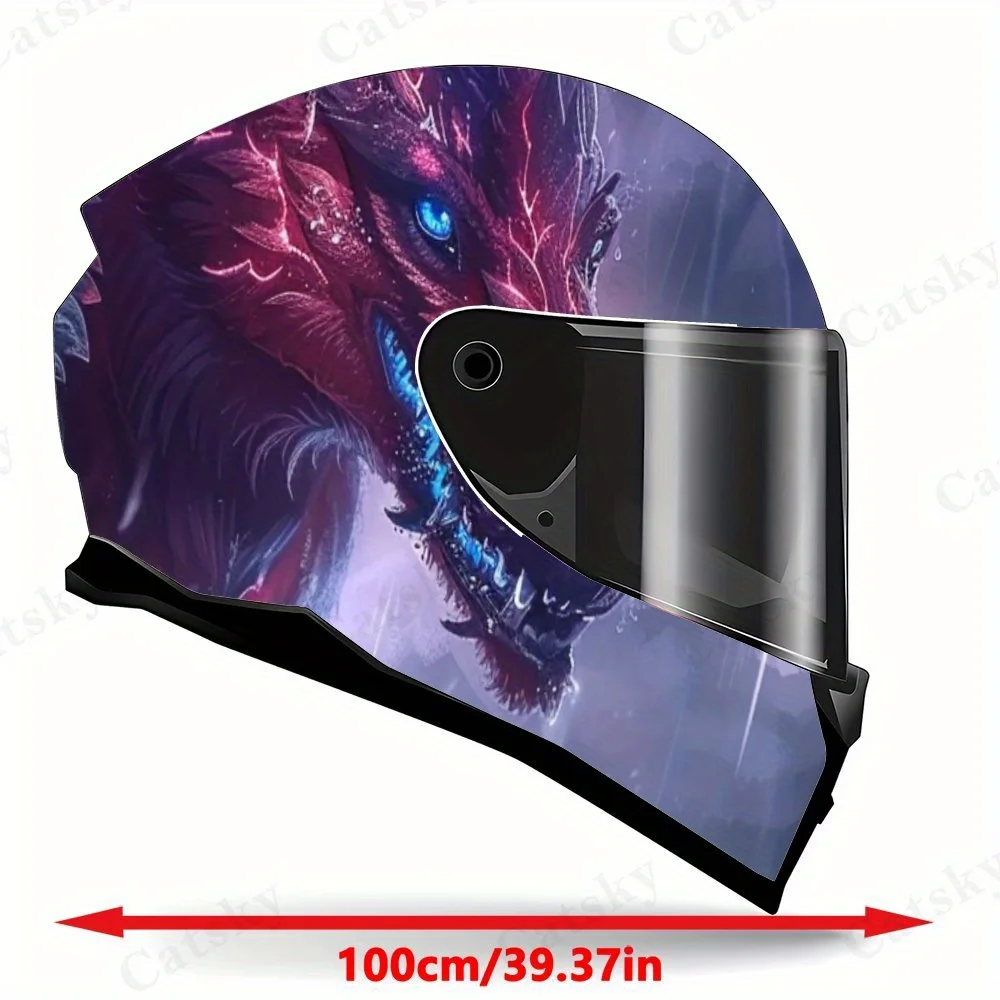 Full Face Thunderbolt Twin Wolf Helmet Sticker - Wearable PVC, Motorcycle Racing Helmet Tide Modification Decoration, Helmet Har