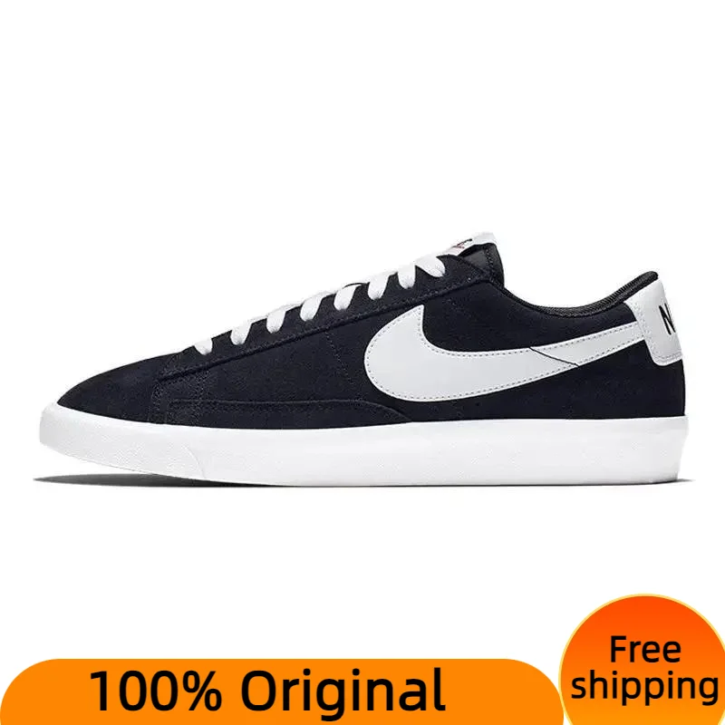 Nike Blazer Low Premium Vintage Suede Black White Sneakers shoes 538402-004 With Original Box