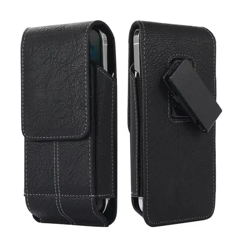 Étui de téléphone en cuir 5.5 "-7", pochette de téléphone pour iPhone Samsung Huawei Xiaomi, sacs de taille à rabat Vertical, Clip de ceinture, housse de téléphone