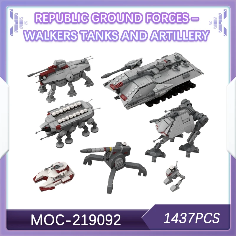 

1437 шт. Наземные силы Star Battle Republic — набор строительных блоков для ходунков и артиллерийских изделий, креативные подарки, рождественские MOC- 219092