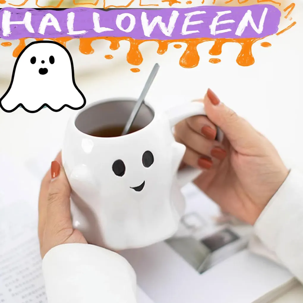 Ceramic Ghost Mug Halloween Mug Cute Ghostface Coffee Cup with Handle Perfect for Easter Decor and Best Gifts for Coffee Lover