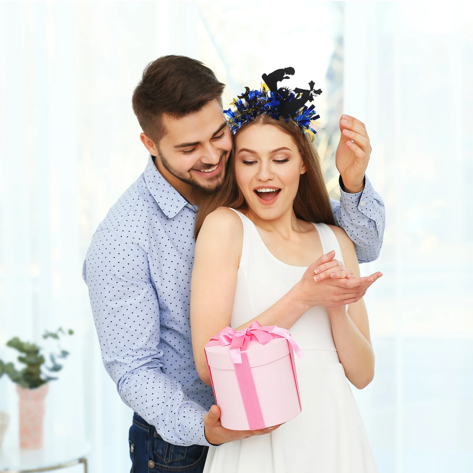 زينة عصابة رأس على شكل نجمة قمر لامعة لرمضان، غطاء رأس عيد مبارك، حفلات تجمعات المهرجانات، عصابة رأس على شكل قمر