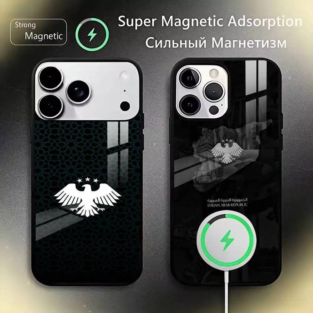 Syria Flag Map Phone Case For iPhone17,16,15,14,13,12,11 Plus,Pro Magnetic For Magsafe Wireless Charging