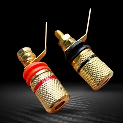 2pcs Gold Plated Amplifier Speaker Terminal Binding Post Banana Plug Socket Connector Suitable for 4mm banana plugs