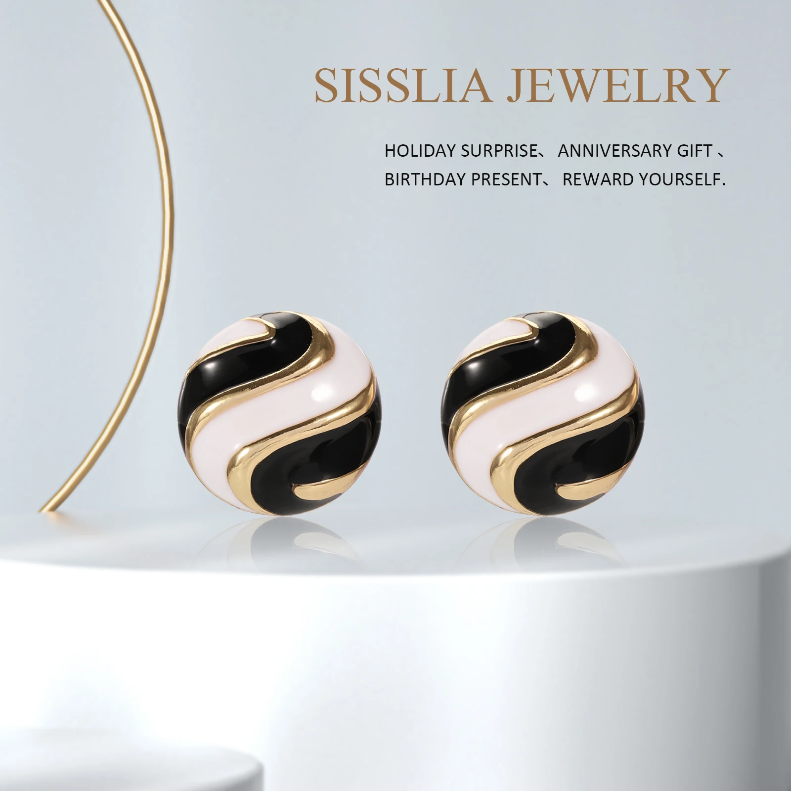 SISSLIA Luxury Round Earrings For Women Jewelry Accessories