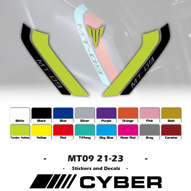 MT09 Two-color Design Intake Pipe Fairing Shell Line Sticker Decal For YAMAHA MT-09 SP New Fuel Tank Sticker Decal 2021-2023