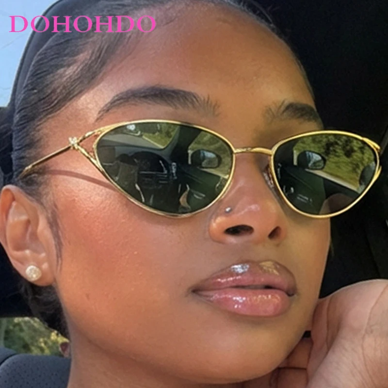 

New Luxury Metal Cat Eye Punk Women Sunglasses Popular Brand Small Frame Eyewear Men Outdoor Travel Shade Sunglass Female UV400