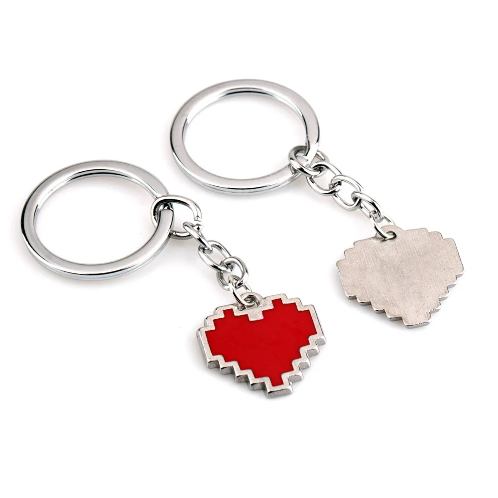 Undertale Sans Candy Color Heart Shaped Keychain for Men Women Enamel Metal Key Ring Key Holder Car Bag Hanging Decor Jewelry