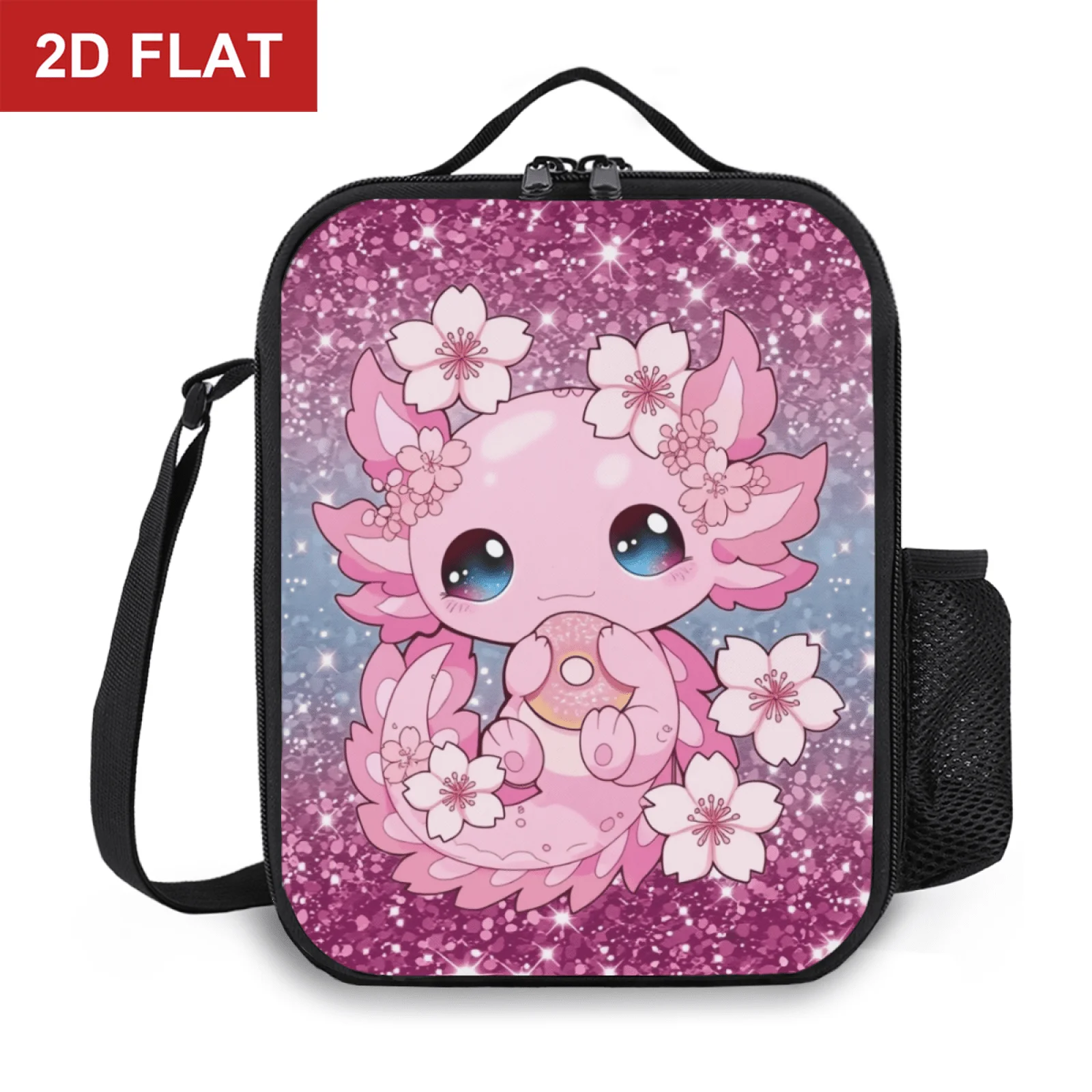 Cute Pink Axolotl Lunch Bag Cloth Meal Pack Suitable for Picnic Commuting Thermal Cooler Lunch Tote Office Picnic Travel ﻿
