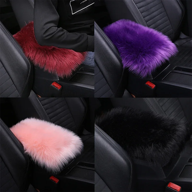 

Warm Fur Plush Car Armrest Automobile Central Console Armrest Box Cover Arm Rest Box Soft Cushion Universal Interior Accessories