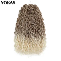 Jessica Hair-extensiones de cabello trenzado de fibra de alta temperatura, pelo rizado de ganchillo sintético ondulado profundo