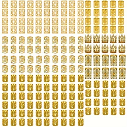 180pcs Vintage Style Metal Hair Braid Rings Hollowed-Out Cuff Clips for Hair Braiding - Cute Round-Shaped Hair Accessories