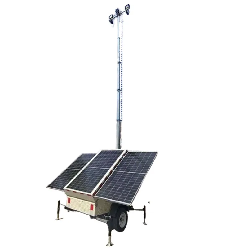 Mobile Solar Light Tower Power Station With LED IP65 White Light