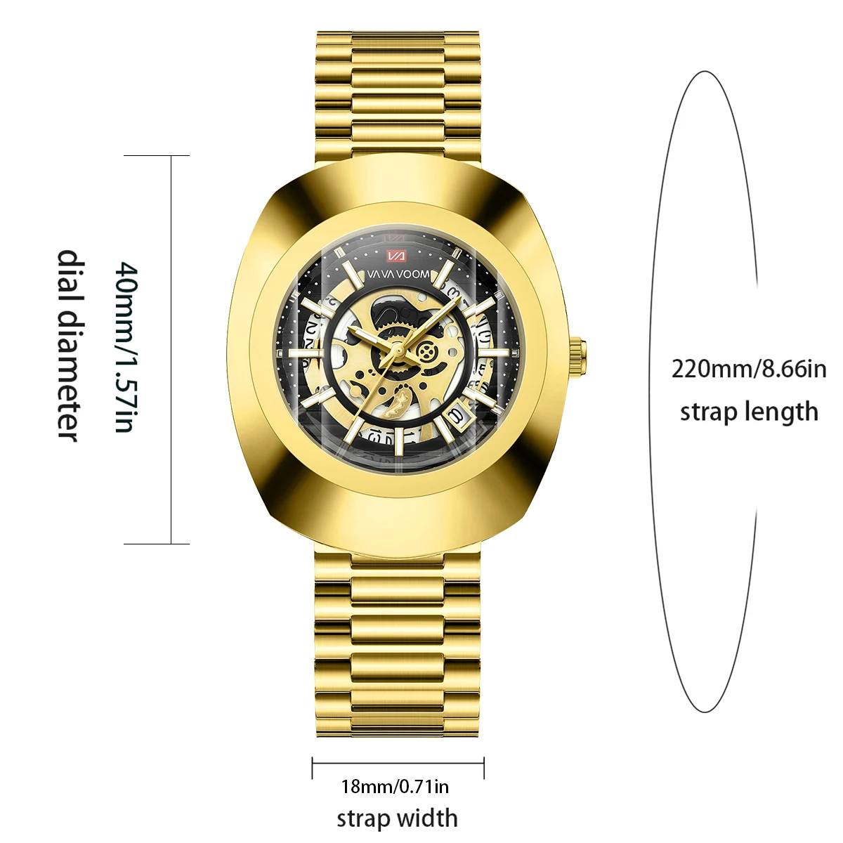 2025 جديد فاخر الرجال ساعة موضة بيضاوي الشكل الجوف الهاتفي الفولاذ المقاوم للصدأ حزام الترفيه الأعمال الأصلية ساعة يد تعمل بالحركة للرجال