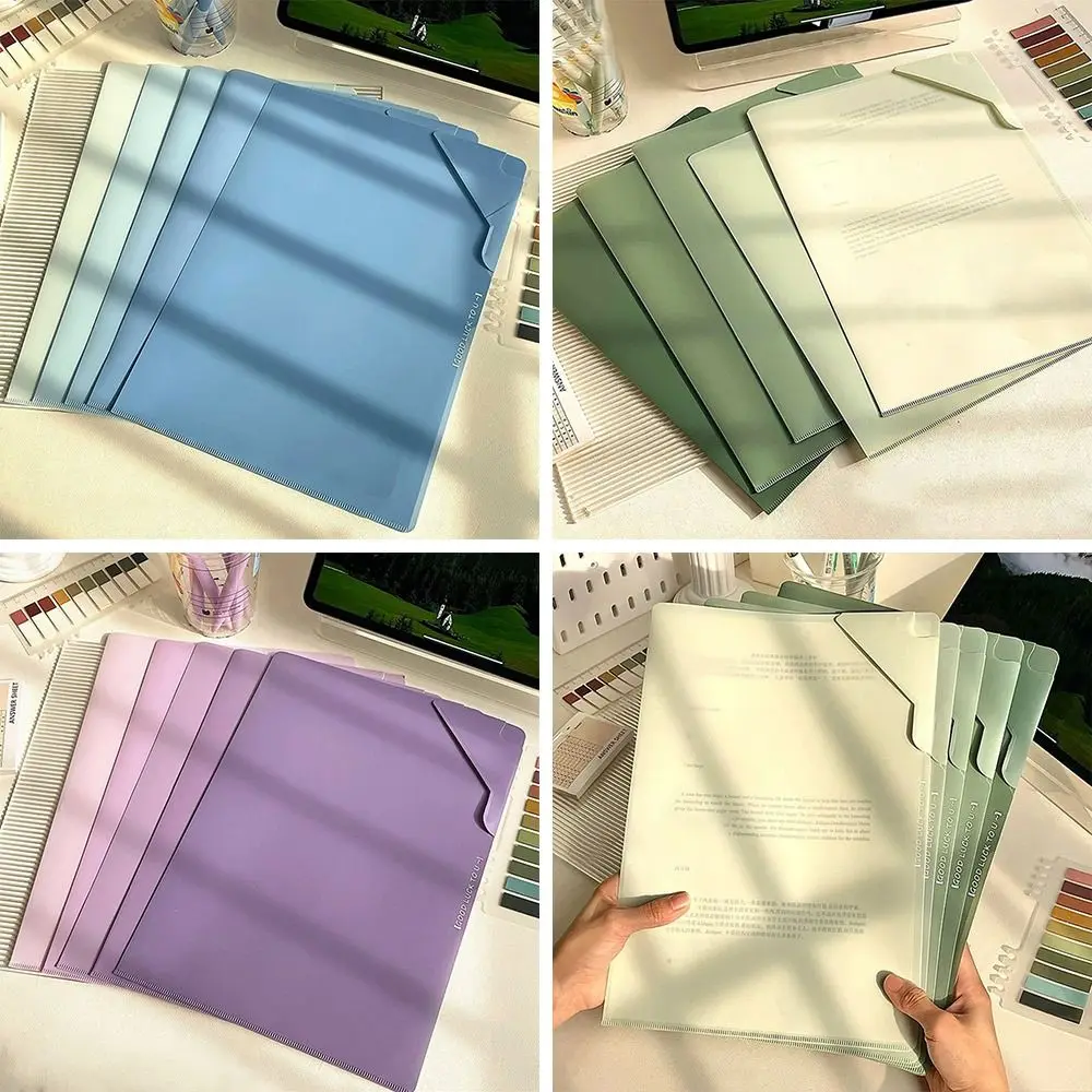 

5pcs/set Creative Plastic File Folders Clipboard Waterproof File Organizer Large Capacity Sorting Storage Bag Stationery