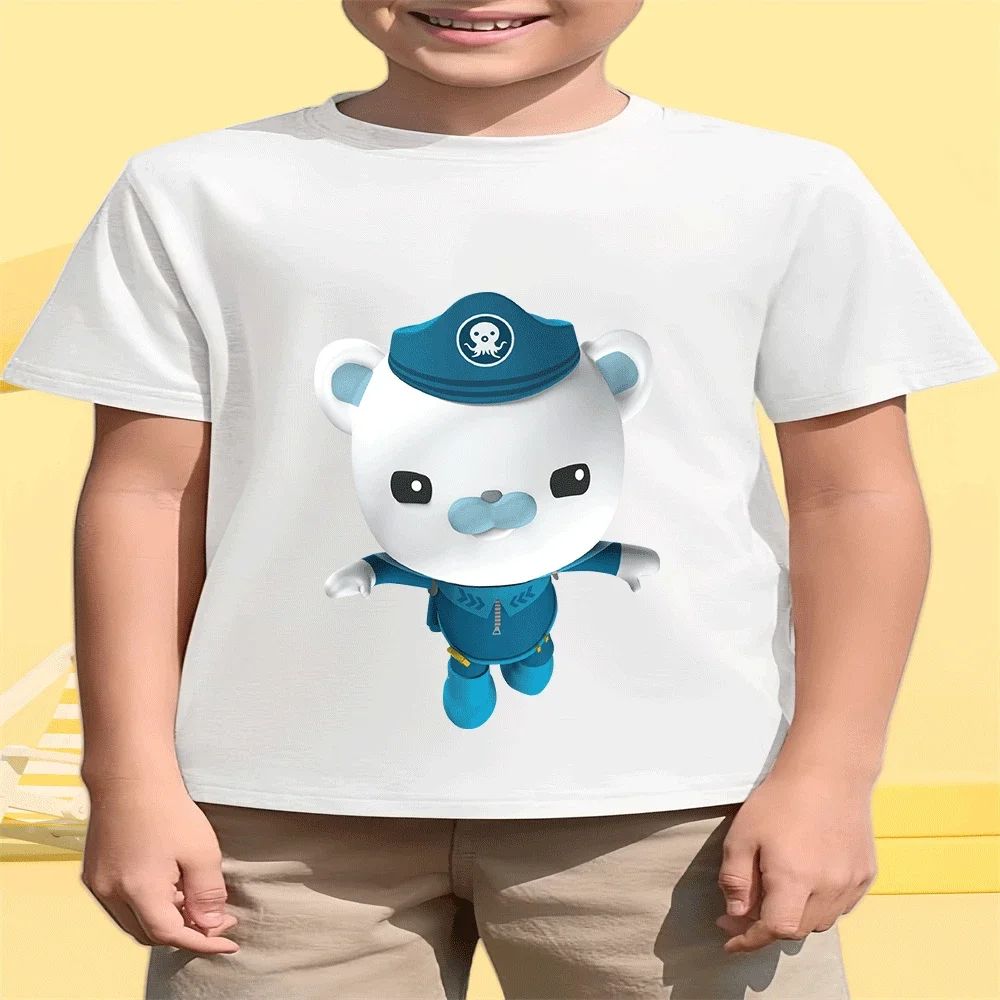 

Летняя хлопковая модная футболка Octonauts 2026 для детей, мальчиков и девочек 2-14 лет с мультяшным принтом, хит продаж