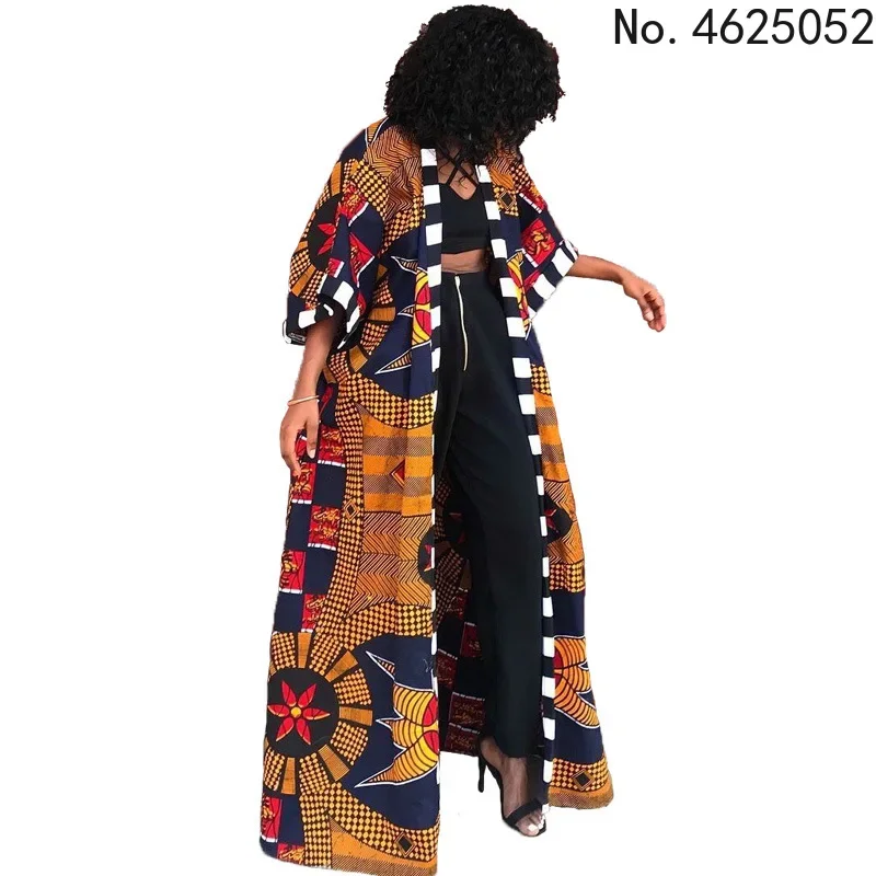 

African Dresses for Women African Ethnic Print Loose Long Trench Coat Streetwear Dashiki African Clothes Cardigan African Kimono