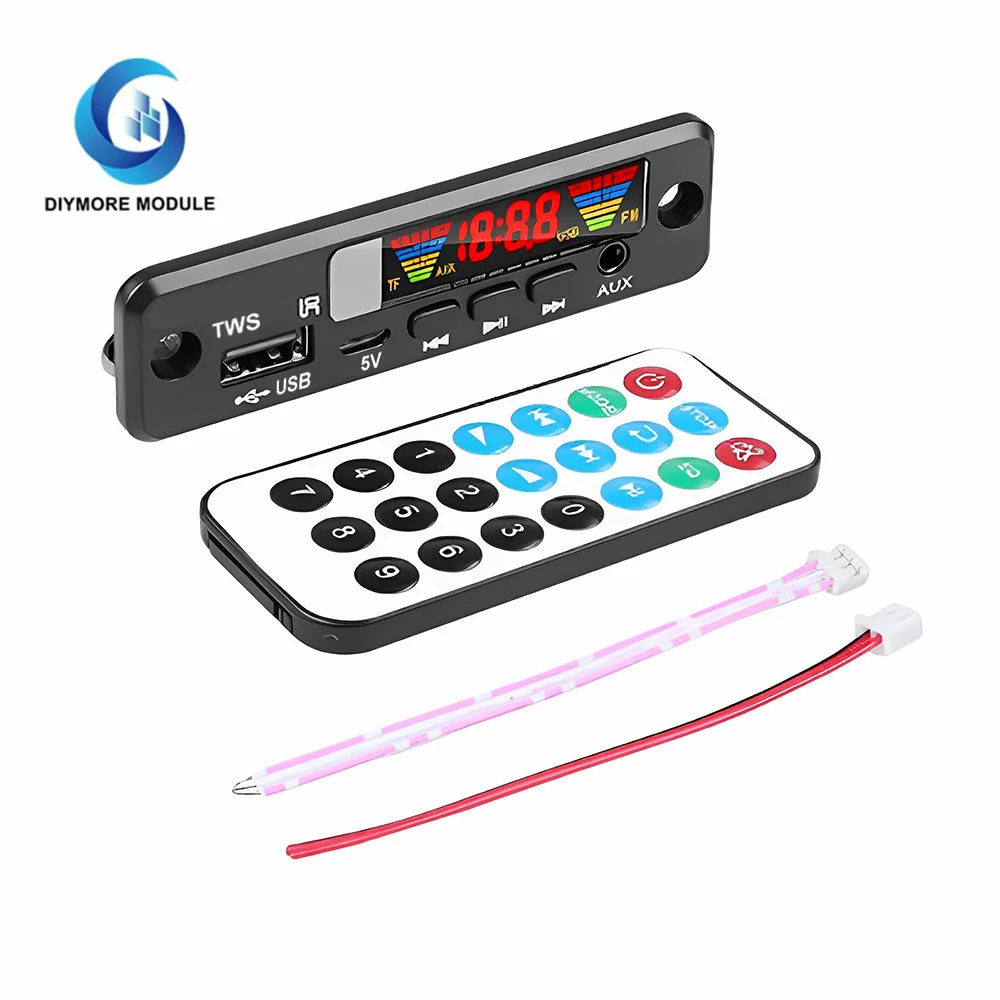 DC3.7-5V TWS Wireless Interconnect Bluetooth MP3 Decoder Board Lossless Audio FM Infrared Remote Control Speaker Accessories