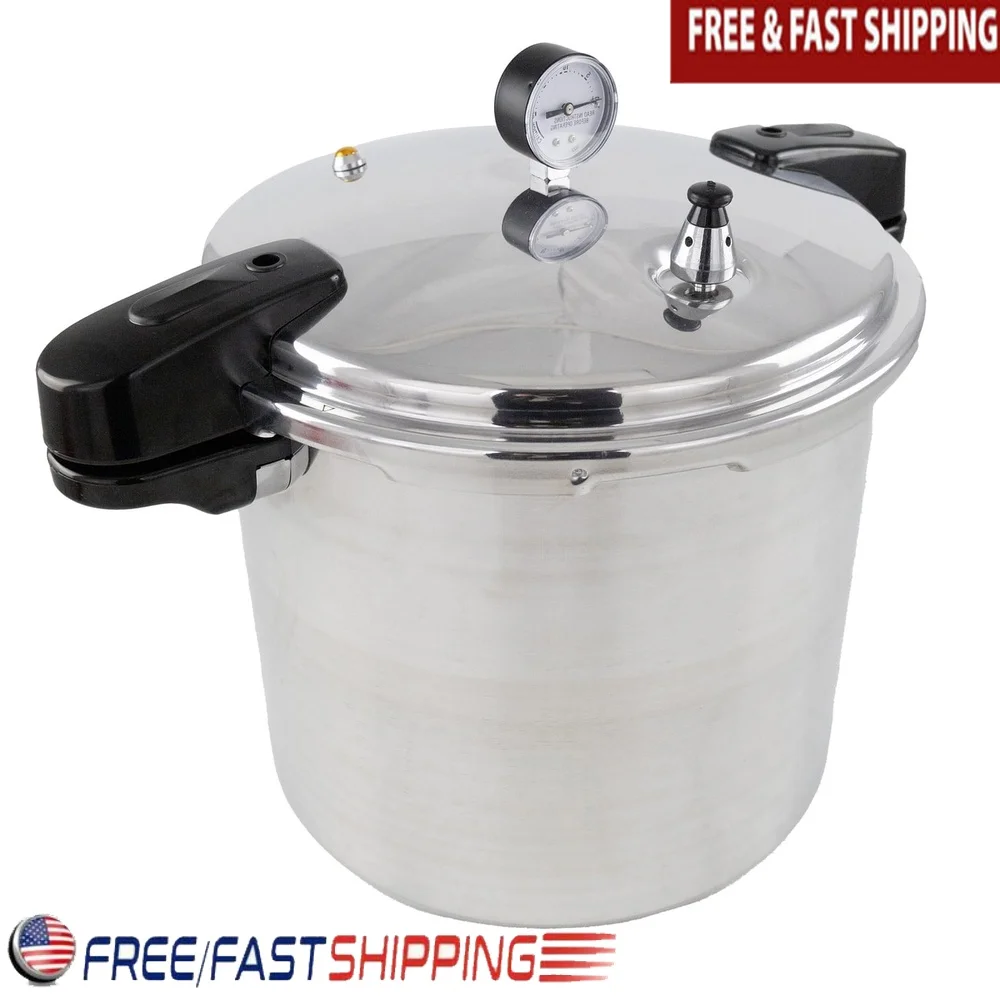 

Manual Pressure Canner Aluminum Heavy Gauge Durable Easy Grip Pressure Cooker Kitchen Preserving Vegetables Pickles Canning Tool