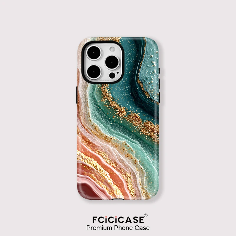 Fcicicase mármol para Magsafe funda de teléfono de carga inalámbrica para iPhone 11 12 13 14 15 16 Pro Max Plus cubierta de parachoques magnético