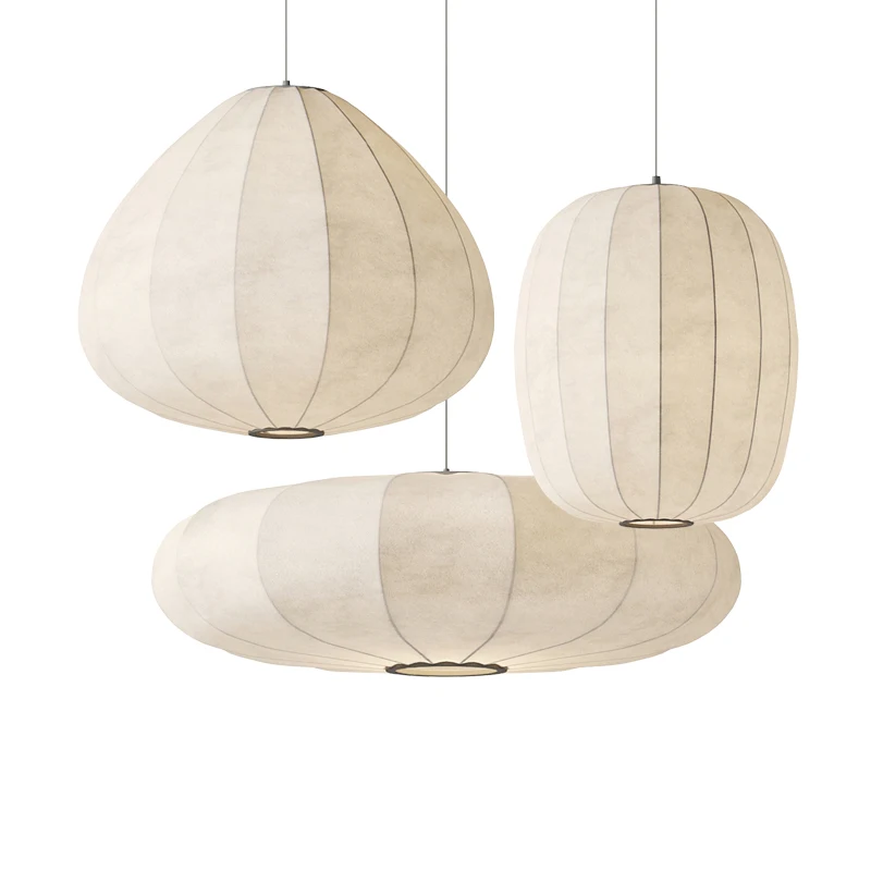 Luxury textured cloth pendant lights designer wabi wind homestay tea room lantern lamp for bedroom living room