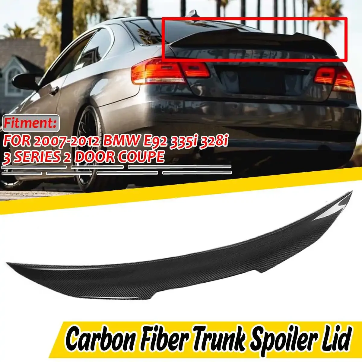 E92 Car Rear Spoiler Wing Lip Extension FOR BMW E92 335i 328i 3 SERIES 2 DOOR COUPE 2007-2012 Rear Trunk Boot Spoiler Lip