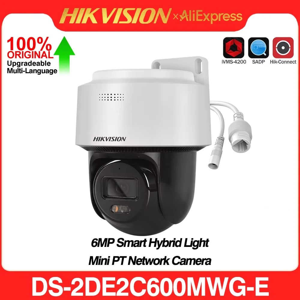 Hikvision Original DS-2DE2C600MWG-E 6MP PoE IP-Kamera mit automatischer Verfolgung, Smart Hybrid Light PTZ Netzwerkkamera mit Bewegungserkennung